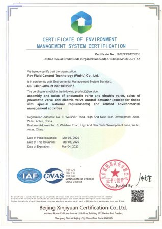 ISO 14001 certificate of environment management system certification